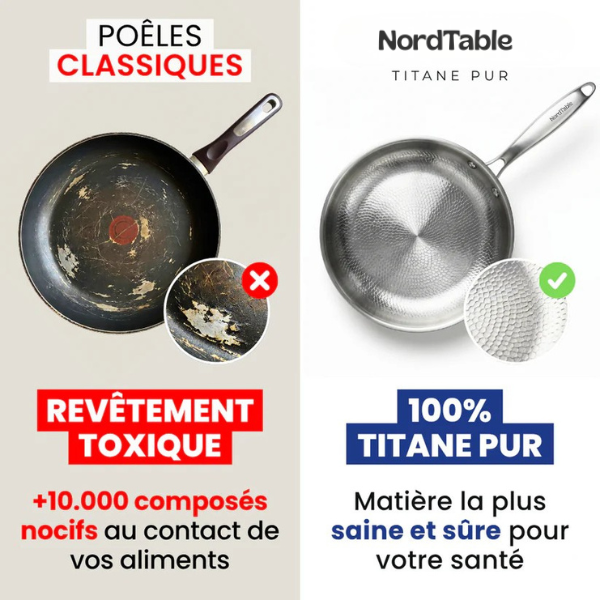 NordTable® Poêle Martelée en Titane Original