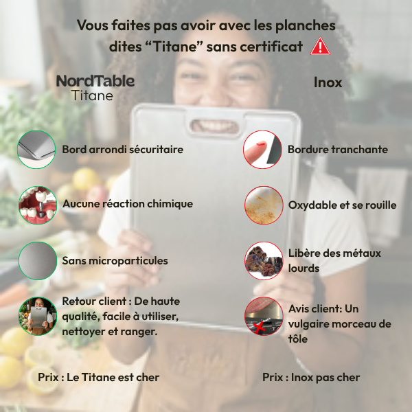 NordTable® Planche certifiée Titane pur