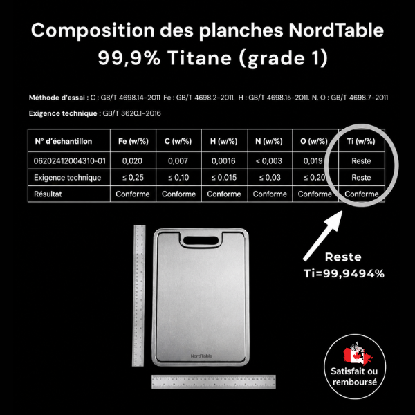 NordTable® Planche certifiée Titane pur
